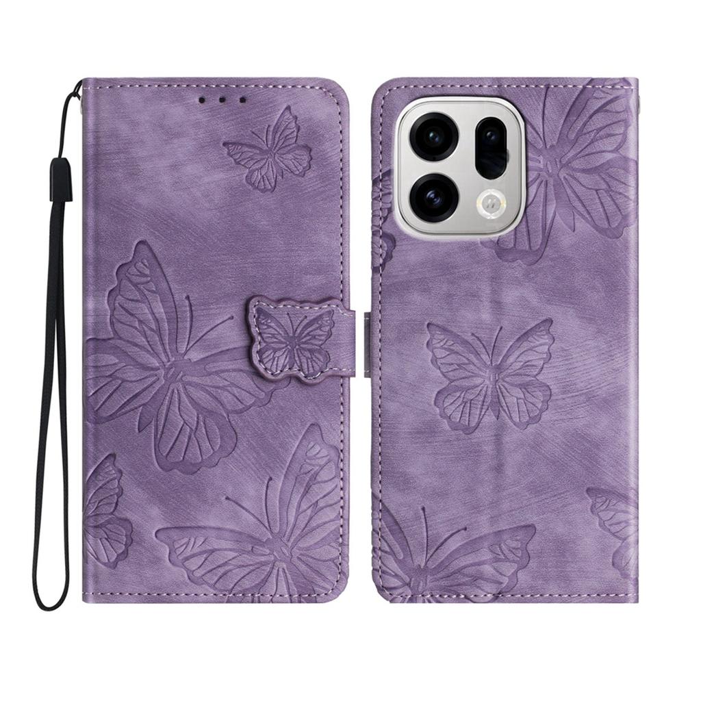 For Oppo Find X9 Pro 5G Case Butterfly Design Flip Wallet Leather Phone Cover Skin-Touch
