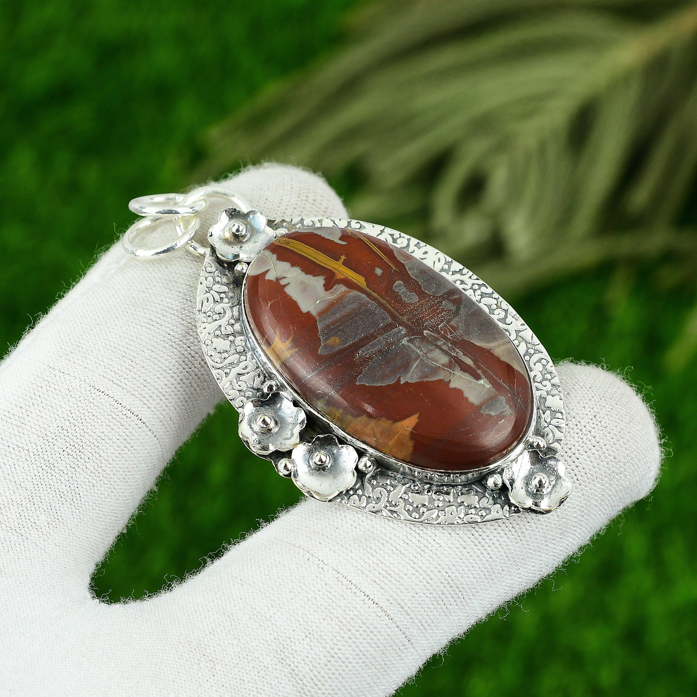 

Natural Noreena Jasper Gemstone Pendant 925 Sterling Silver Jewelry For Girls