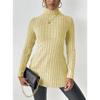 Winter Women's High Neck Slim Waist Under Split Long Sleeve Sweater