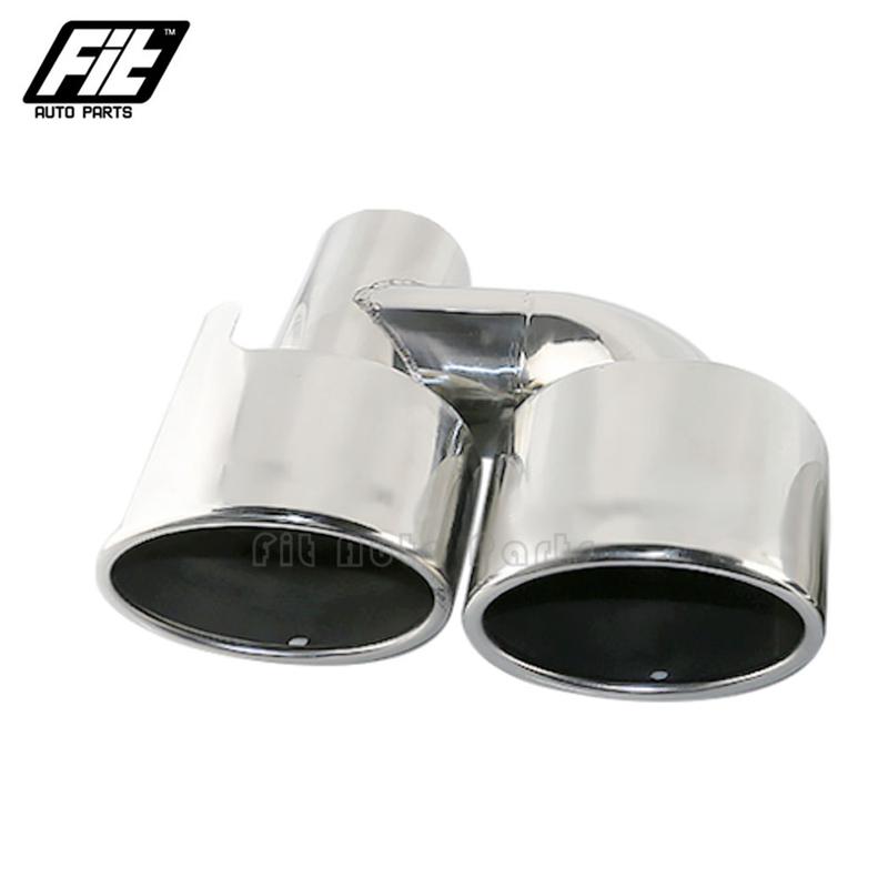 1PCS Stainless Steel Silver Exhaust Pipe Car 2.5'' Inelt Oval Dual Exhaust Tip for W204 C200 C260 Muffler Tailpipe