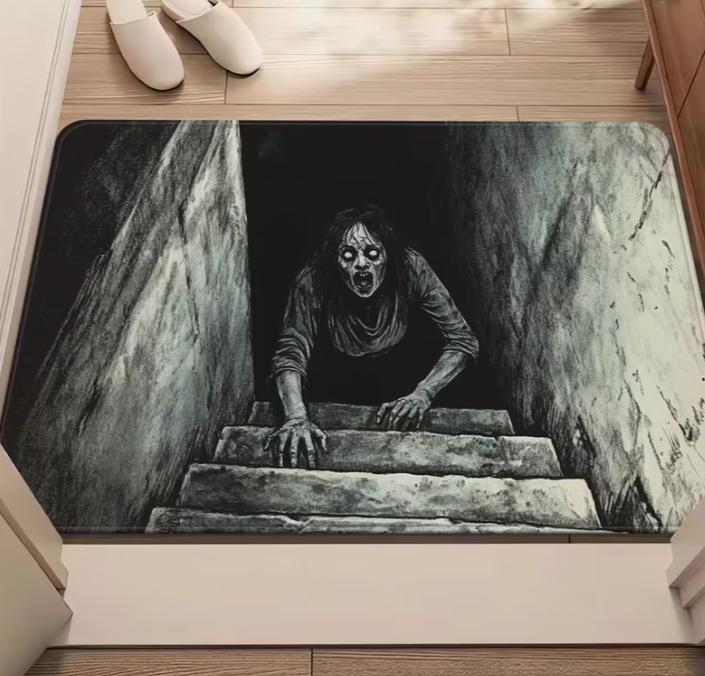1pc Black Art Fashion Door Mat Non-Slip Microfiber Absorbent Machine Washable Bathroom Floor Pad Outdoor Rugs