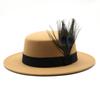 British Style Peacock Feather Classic Retro Woolen Flat Hat Big Eaves Hat Season Men And Women Couple Hat