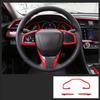 3Pcs Red Car Interior Steering Wheel Cover Trim For Honda Civic 10th 2016-