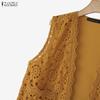 ZANZEA Women Casual Lace Patchwork Sleeveless Cardigan Vest 