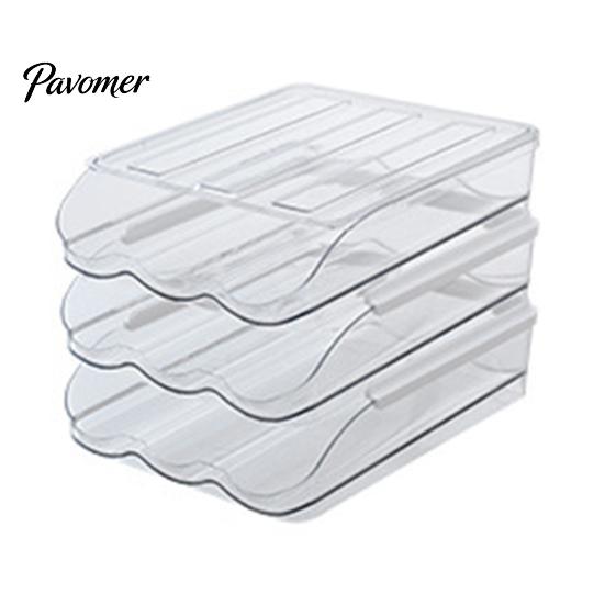 Space Saving Egg Storage Bin Stackable Box, 7 Degree Gentle Slope Design, Household Organizer for Fridge Transparent Plastic Container Refrigerator