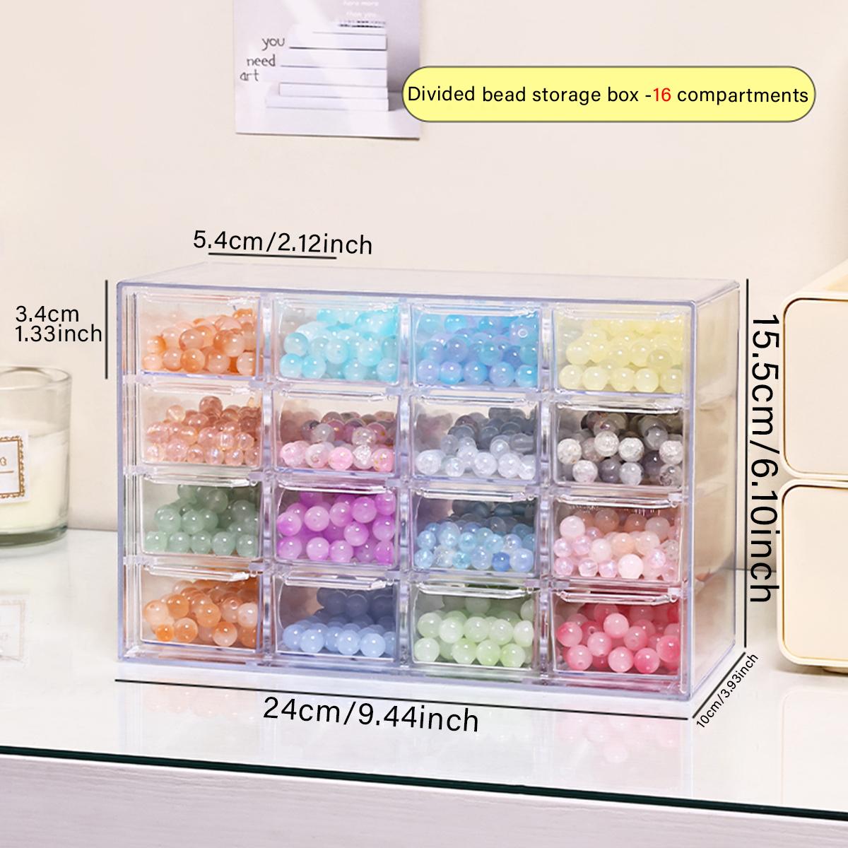1pc acrylic 16 grid drawer style acrylic bead storage box large capacity stackable loose bead jewelry accessory organizer 4480₽