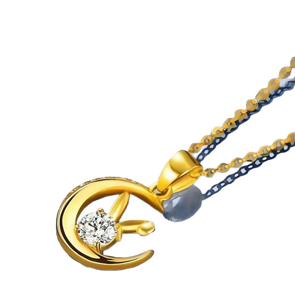 Exquisites Gold-Mondhase-Halsketten für Damen - Koreanischer Stil Anhänger