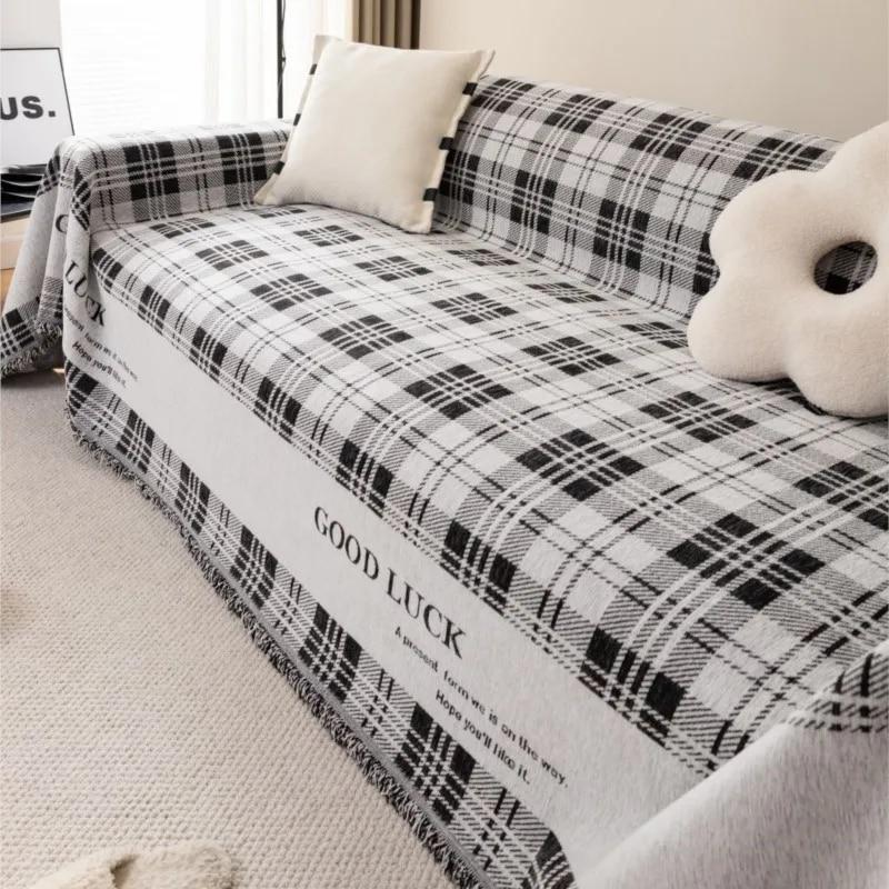 Plaid Sofa Cover Mat Throw Blanket Living Room Three Seats Sofa Couple Position  Modern Throw Camping Picnic Blanket