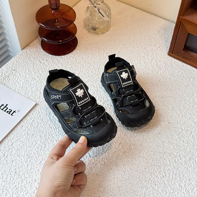 

Kids Beach Shoes Toes Capped Casual for Boys Girls Sandals Hollowed-out Soft 2025 Summer New Toddlers Fashion Shoes Non-slip 21 чёрный