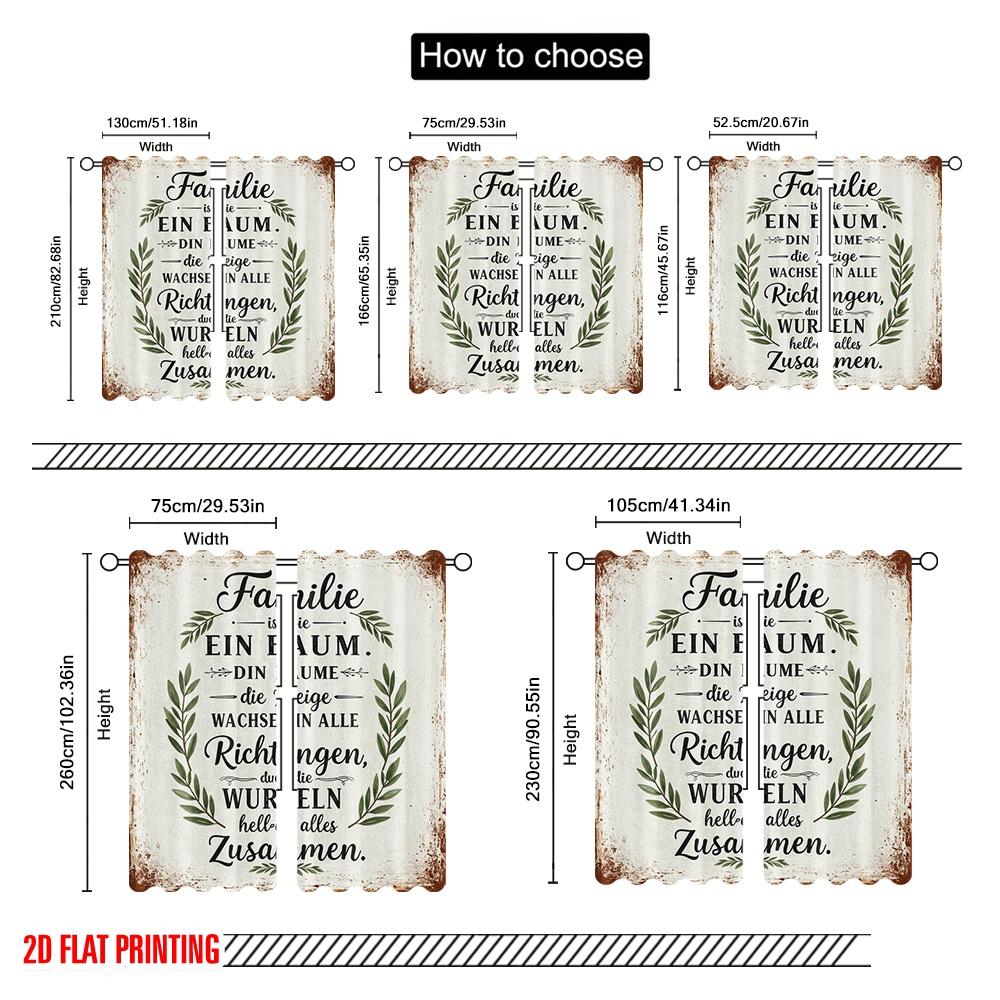 2pcs 2D Flat Printing Window Curtains Family Tree Roots Together Polyester Without Electricity Festive Holiday Perfect for Yard