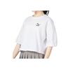 PUMA Letter Logo Print Round Neck Pullover Short Sleeve T-Shirt With Drop Shoulder Women Tops White 623253-02