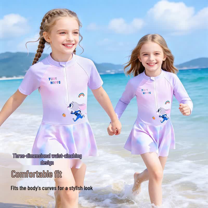 Disney Girls' Gradient Anti-Exposure Skirt Swimsuit