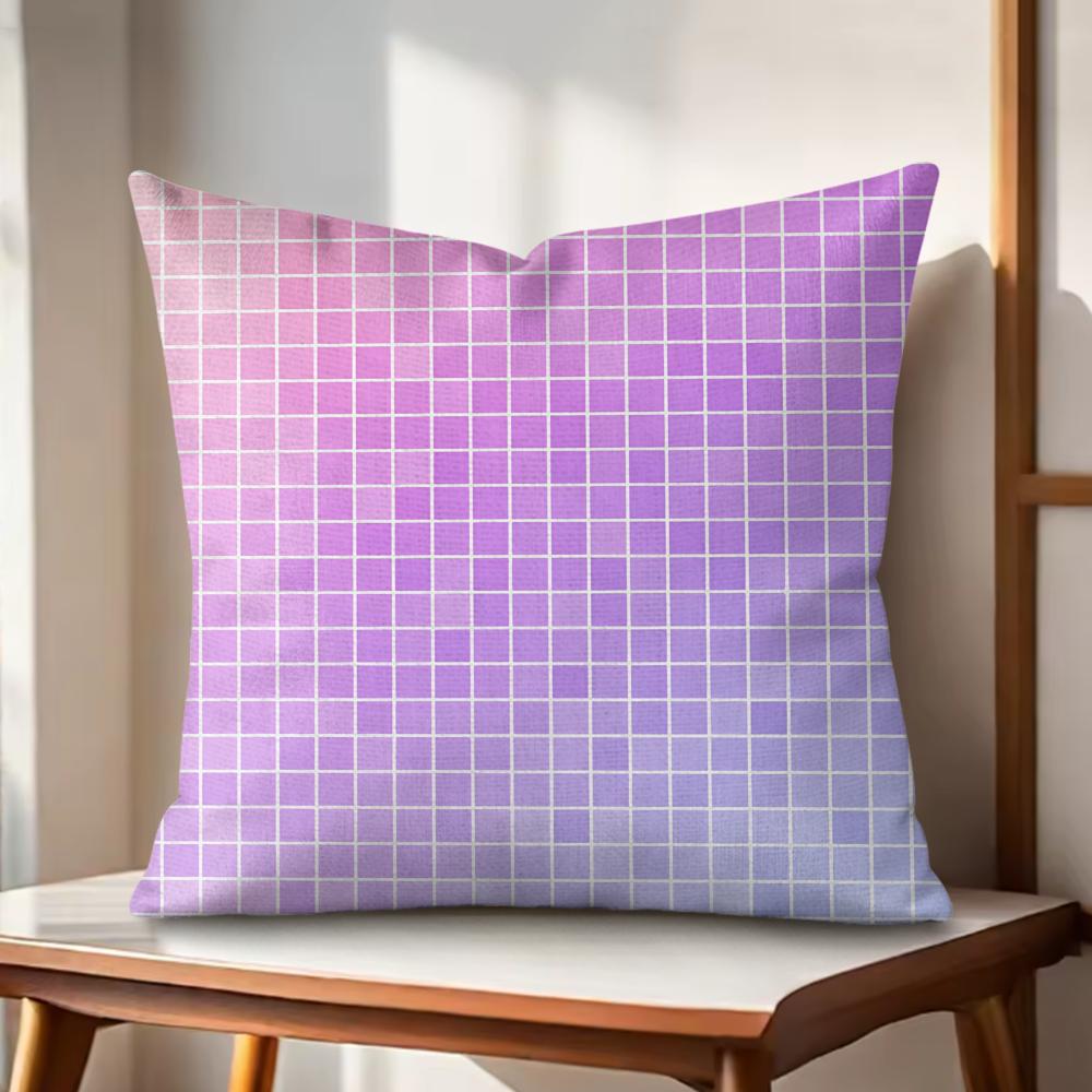 purple diamond pattern Cushion Cover Natural Linen Organic Fabric DoubleSided Printing Couch Pillow Covers Home Decor Gift