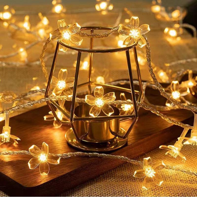 LED Solar Sakura String Lights - Outdoor Christmas & Festival Decorative Lights for Courtyard, Camping & Lawn.