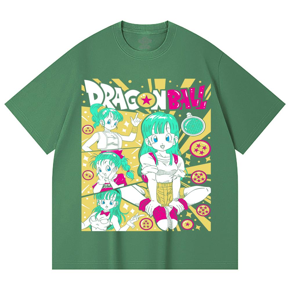 230 Gsm 100% Cotton Dragon Ball V65 Bulma Print Unisex Heavy Cotton T Shirt