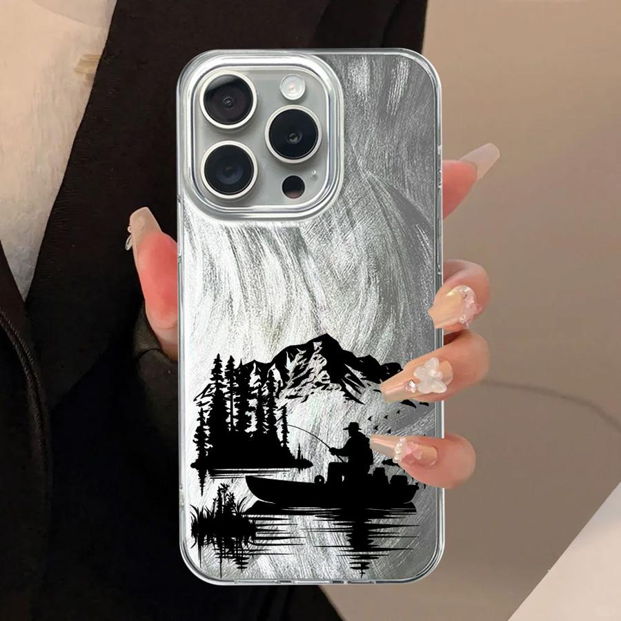 

Soft Shell Case for Apple iPhone 13 Pro 11 16e 12 16 Pro Max 14 17 Air 15 14 Plus Cartoon Fishing Man iPhone 14 Pro