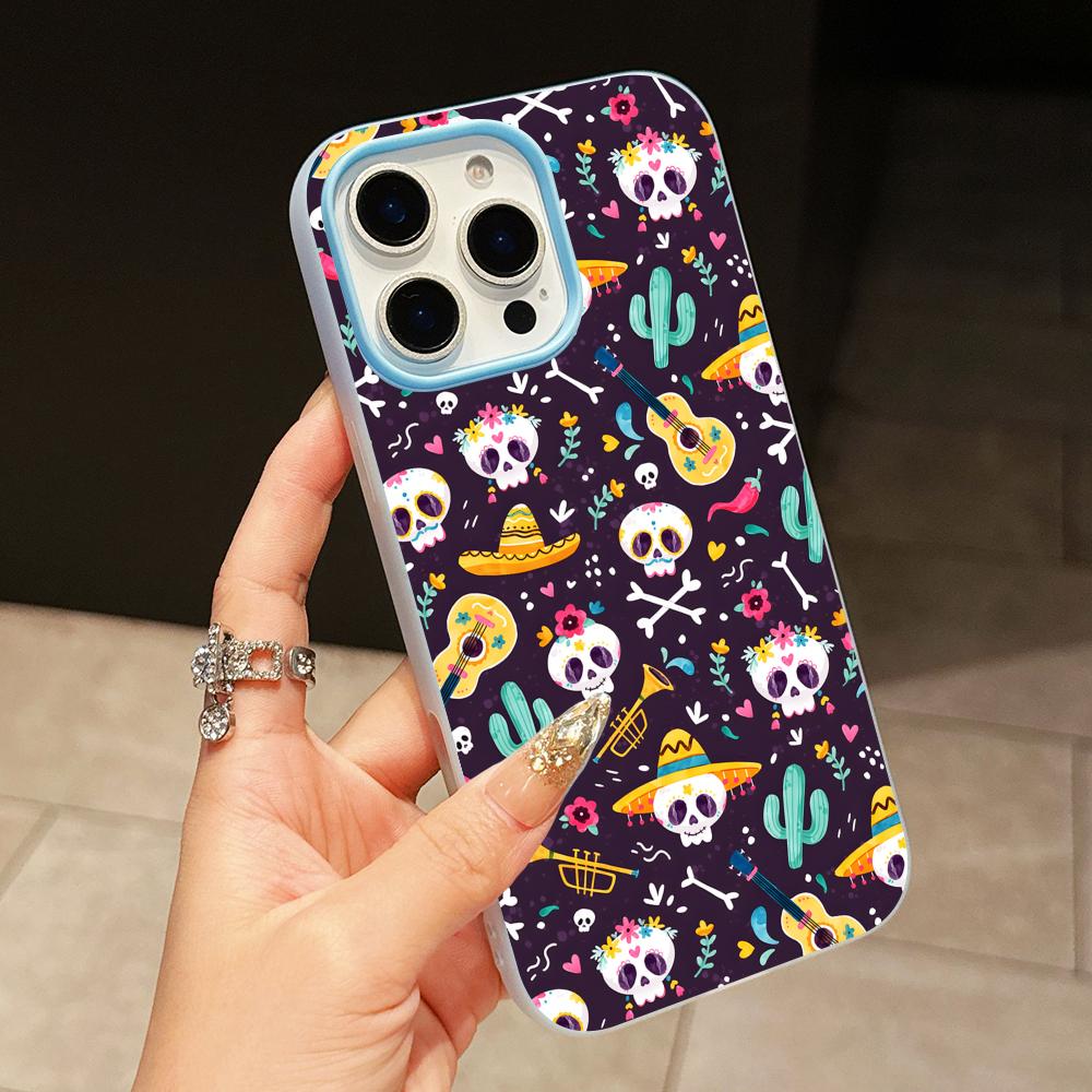 

Day of the Dead Jelly Double layer Light Blue Mobile Phone Case for iPhone 17 16 15 14 13 12 11 Air Pro Max Plus Protective iPhone 15 Pro Max