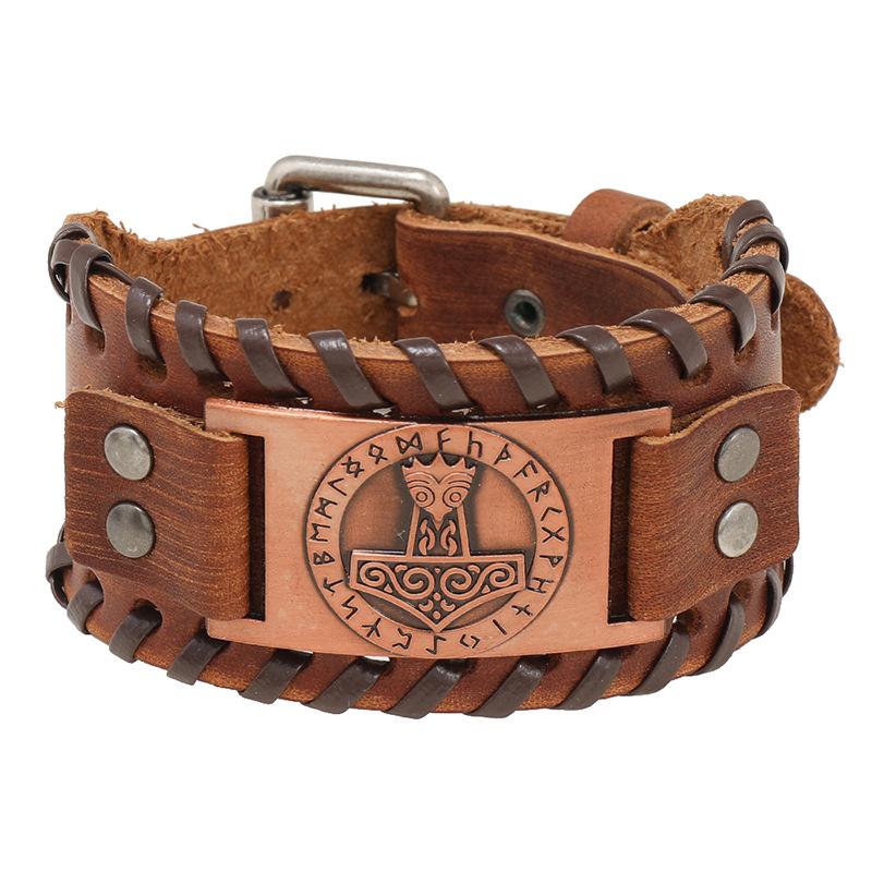 New Arrival Viking Oath Bracelet Men Bracelet Genuine Leather Viking Knit Bracelet Men Jewelry