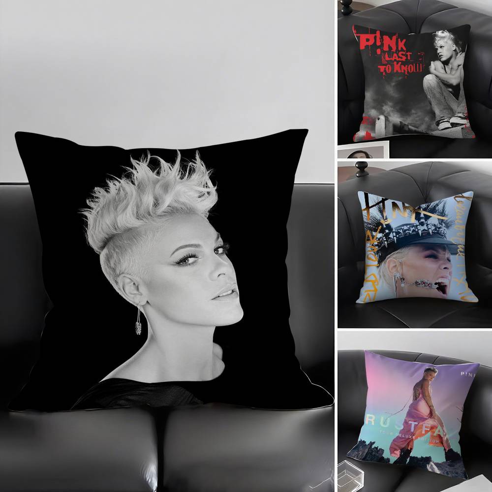 Pink Trustfall P!Nk Singer Pillow Case Home Dorm Chair Back Short Plush Double-Sided Printing Office Nap Time Cushion Cover