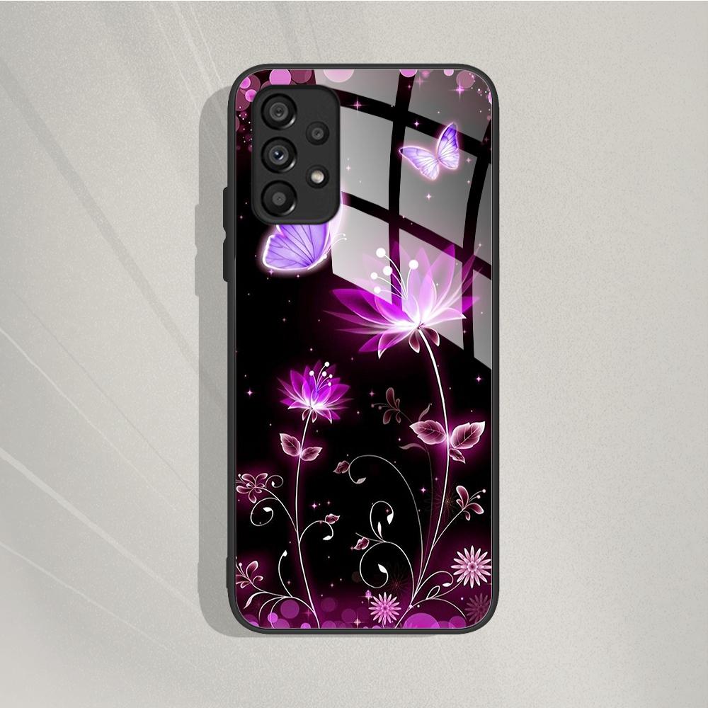Case For Samsung Galaxy A72 Painted Tempered Glass Phone Cover For Samsung A72 A 72 5G A726B A725F Cases Silicone Bumper Coque