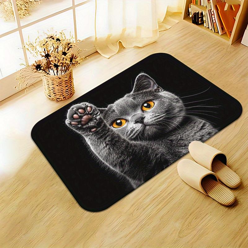 VIKAMA Cartoon Cute Kitten Carpet Black Stain-Resistant Floor Mat Doormat Soft Rug For Bedroom Carpet For Live Room Bathroom Mat