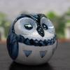 Waza no Kura Stylish Owl Figurine, Kutani Ware, Owl with Jade Design, Blue and White Porcelain, Lucky Charm, High-End Brand Interior Decor Object, Per