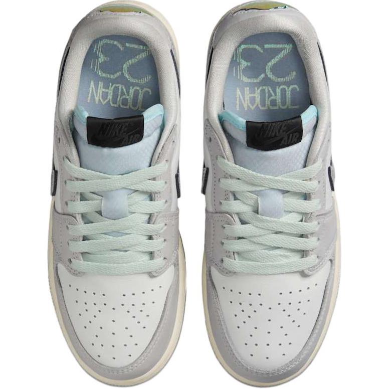 New Jordan Air Jordan 1 Anti-Slip Wear-Resistant Low-Top Children's Basketball Shoes White Gray Green Teenagers HF3207-100