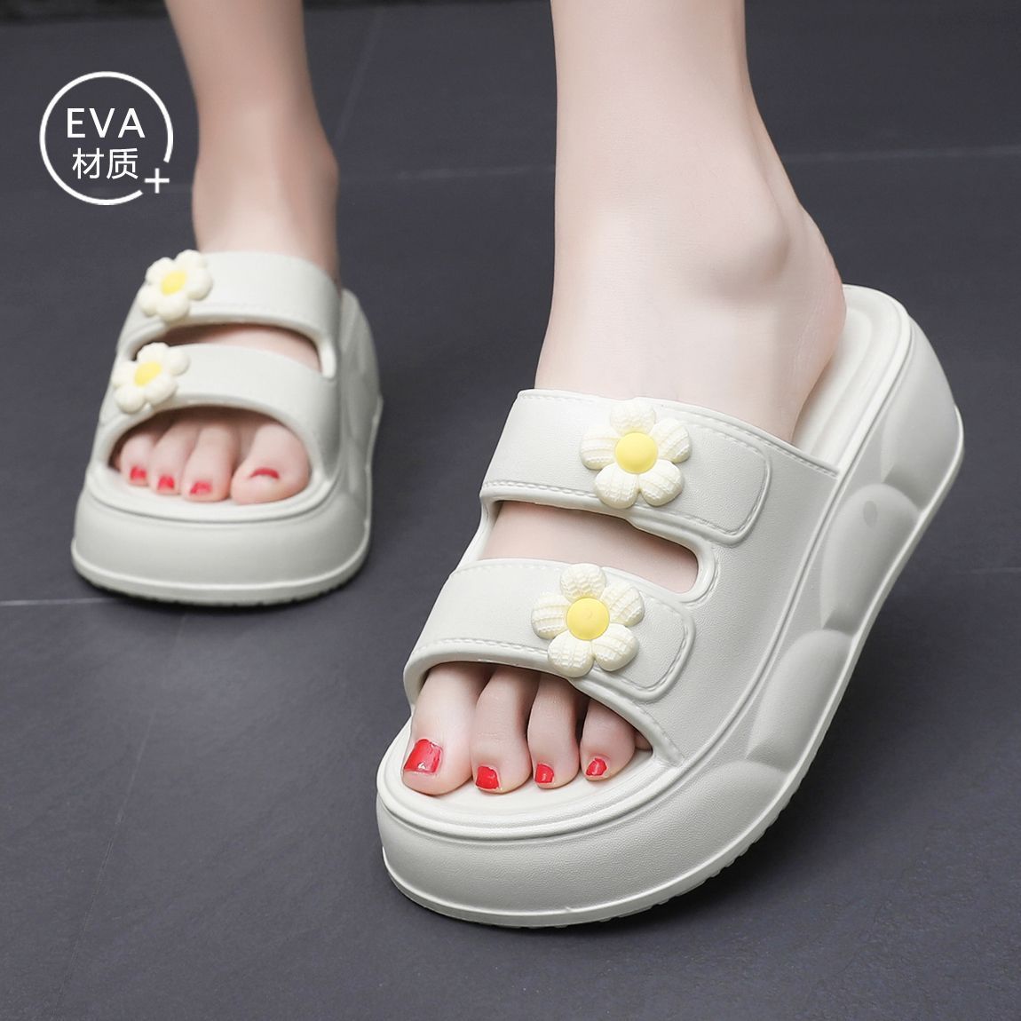 

Thick-soled heightening summer new women s sandals non-slip fashion outer wear casual beach sandals women s summer 39-40 светло-серый
