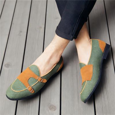 Trend Nieuwe Witte Groene Canvas Monk Strap Rijschoenen Voor Mannen Formeel Avond Bruiloft Kantoor Schoenen Sapato Social Masculino
