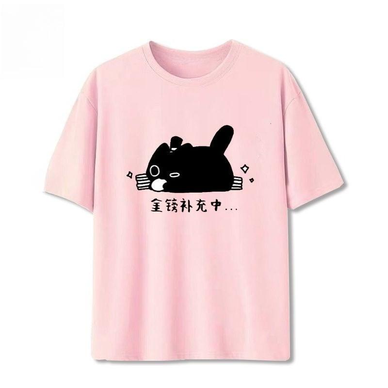 2025 Autumn and Winter New Fashion Pure Cotton Cute Cat Print T-shirt Comfortable Skin-friendly High-quality Versatile T-shirt