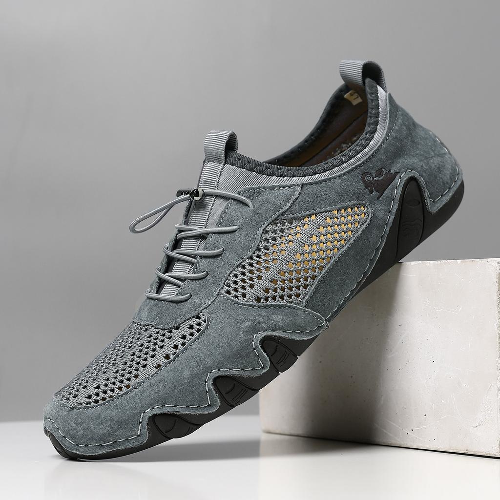 Hot-selling summer men's casual sports shoes large size sewn leather mesh shoes octopus men's shoes