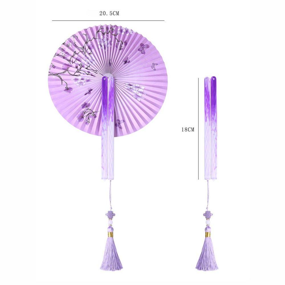 Colorful Folding Paper fan Paper Decorative Fans Portable Circular Fan Wedding Party