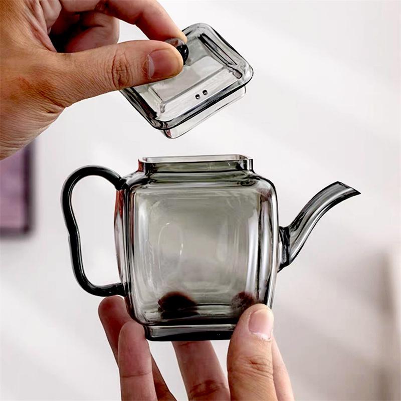 240ml Square Shape Small Capacity Heat-resistance Glass Tea Pot Flower Puer Kung Fu Teapots Tea Maker Tea Set Teaware