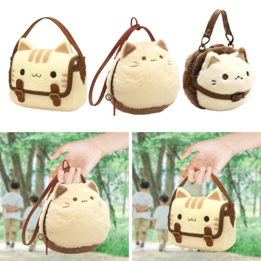 Cat Plush Bag Cartoon Decorative Tote for Shopping Festive Party Work Traveling