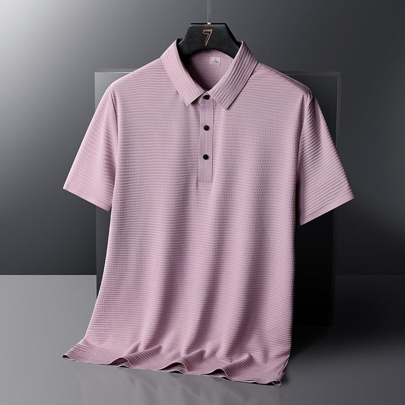

Men s Summer Ice Silk Quick-Dry Polo - Seamless, Elastic Half Sleeve Casual Business T-Shirt 3XL
