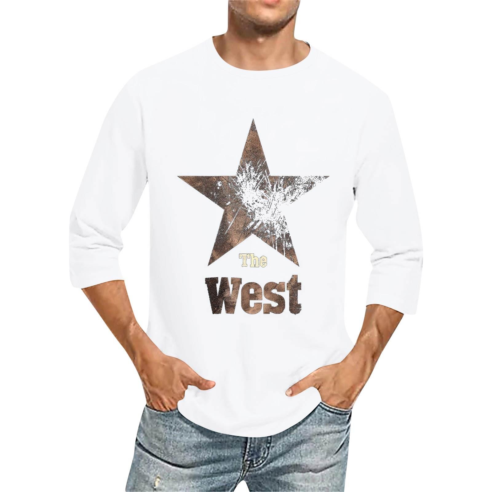 

Мужская модная повседневная футболка с принтом и рукавом семь восьмых, круглым вырезом XL белый