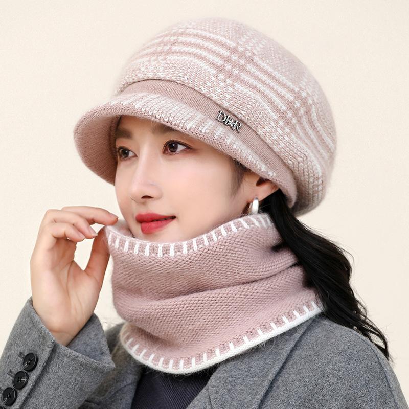 Octagonal Hat Warm and Cold Ear Protection Knitted Hat Women's Winter Mother Hat Fashion