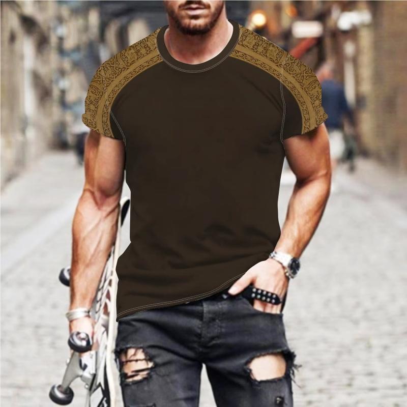 

XXS-6XL Plus Size T-shirt for Men s Clothes Vintage Ethnic Pattern T-Shirt Summer Unisex Loose Tops O-Neck Short Sleeve Tees 6XL