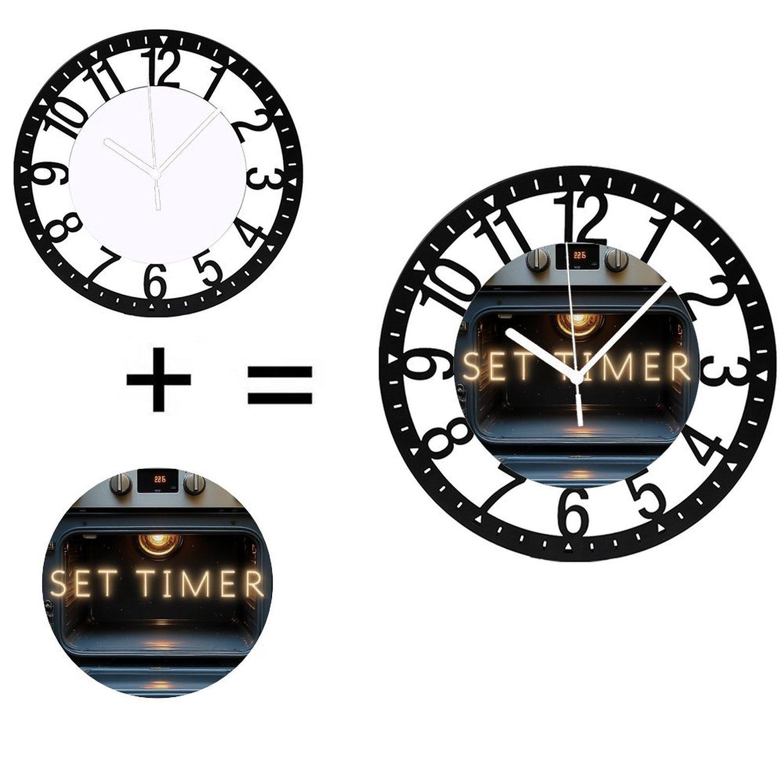 25cm Nordic Iron Round Wall Clock with Scandinavian Flair (Black,10 inch(25.40cm))