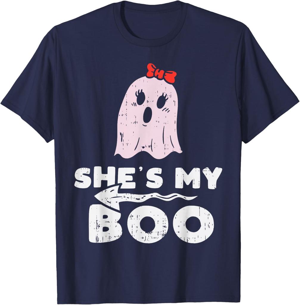 Hesshes My Boo Cute Matching Couple Halloween Tshirt Unisex Unisex Short Sleeve Spooky Season Tops Girlfriend Boyfriend Tshirts