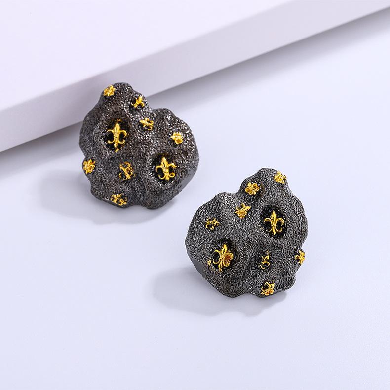 Изысканные женские серьги  Звезда и Луна  Креативные двухцветные черно-золотые ювелирные серьги Женские серьги