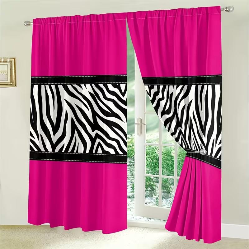 2 Pcs Pink Leopard Print Print Curtains,suitable for Bedroom,living Room Kitchen Decoration,home Decoration,window Decoration