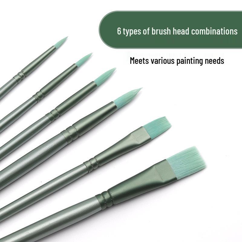 Green Handle Nylon Art Painting Brush Set - Watercolor, Acrylic, Oil - Multiple Specifications for Kids
