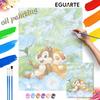 Oil Painting Handmade Diy Chip 'n Dale In Blue Flower Field Gifts Home Decorations