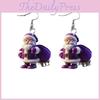Santa Purple Winter Acrylic Earrings With Creative Design For Decor Christmas