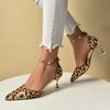 Women Sandals Large Size New Sexy European and American Strap Hollow Sandals Women Leopard Print High Heels Shoes for Women