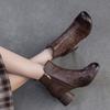 Fashion GKITINOO 2025 Summer New Commuter Thick Heel Genuine Leather Hollow-out Breathable Short Boots Vintage Women's Shoes