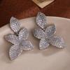 ZAKOL Brand New Micro Paved AAA Zirconia Big Leaf Flower Earrings for Women Luxury Elegant Wedding Zircon