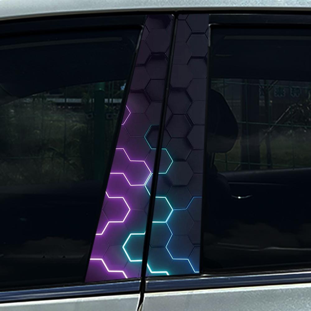 Style Honeycomb Hexagon Car B-pillar Stickers Car Center Column Decoration Cover Scratches Waterproof Decals Car Accessories