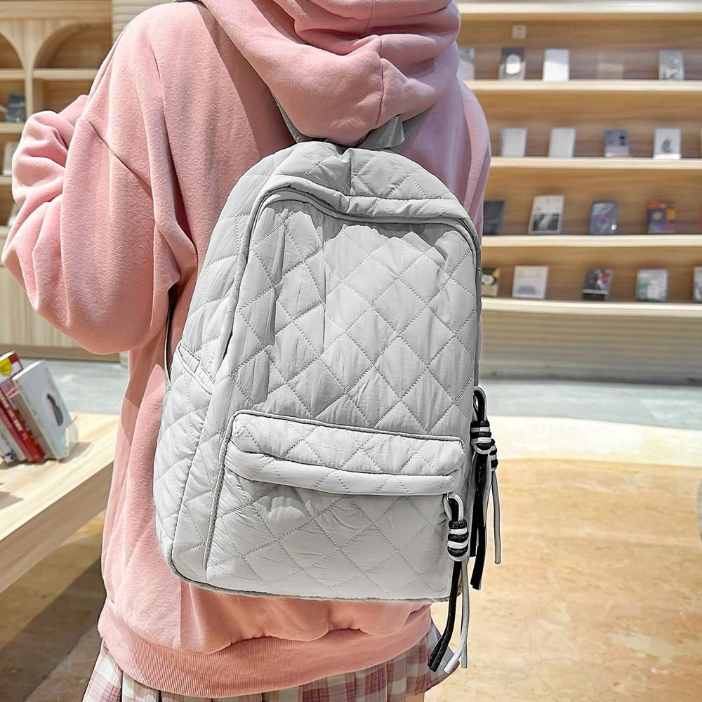 Lingge Car Stitching Backpack, College Style New Japanese Style Bag, Backpack, Lightweight and Large Capacity Casual Backpack